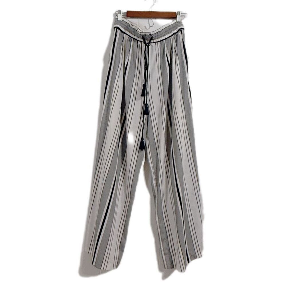 Zara Tarafaluc silky,‎ striped Palazo pants women’s small ￼